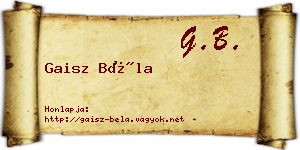 Gaisz Béla névjegykártya